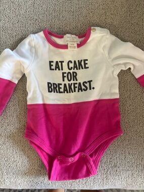 Kate Spade 6M Pink Trim Graphic Onesie